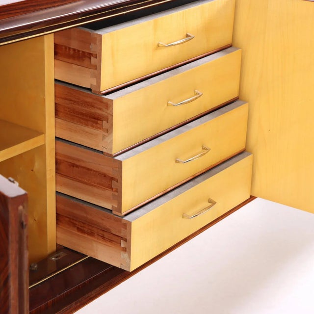 A French Art Deco Style Exotic Wood Sideboard / Buffet, C. 1945. For Sale - Image 4 of 7