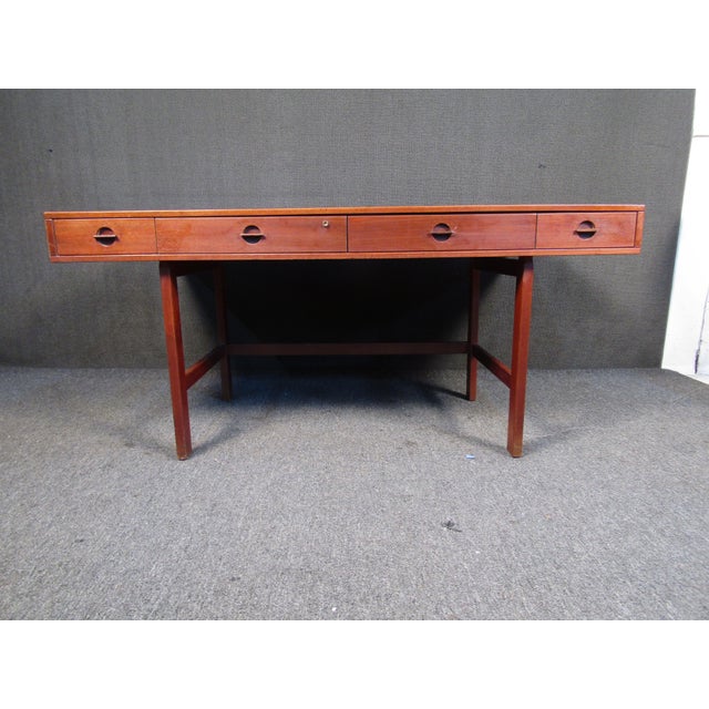 Peter Løvig Nielsen Mid 20th Century Flip Top Danish Desk Attributed to Peter Lovig Nielson For Sale - Image 4 of 12