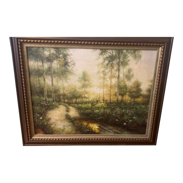 Large Original Signed Landscape Oil Painting on Canvas For Sale