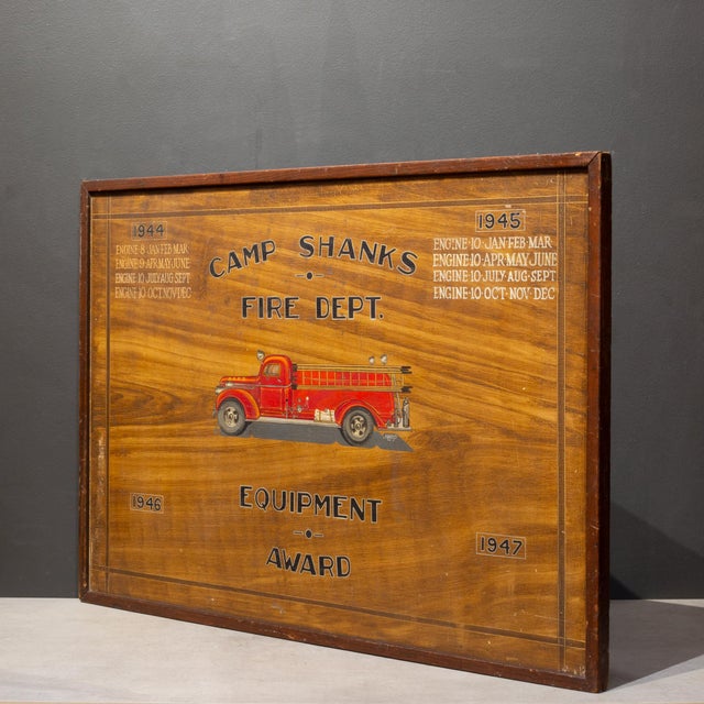 Wood Vintage World War Ll Camp Shanks Fire Dept. Hand-Painted Equipment Award Sign, 1944-1947 For Sale - Image 7 of 10