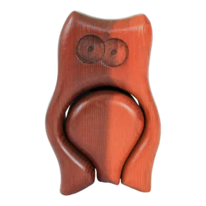 Vintage Hand Crafted Redwood Owl Trinket Box