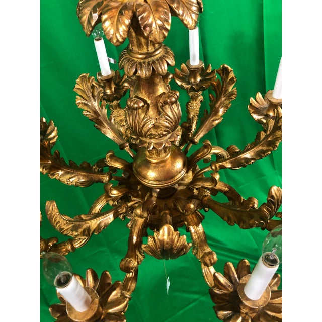 Vintage Italian Hand Carved Eight Light Chandelier For Sale - Image 4 of 13