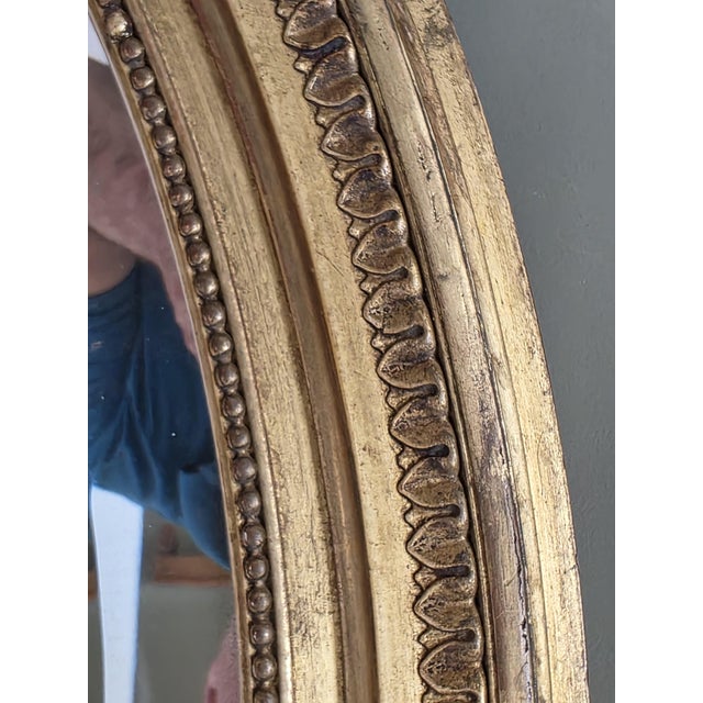 19th Century Napoleon III French Oval Gilded Mirror with Love Knot For Sale - Image 9 of 14