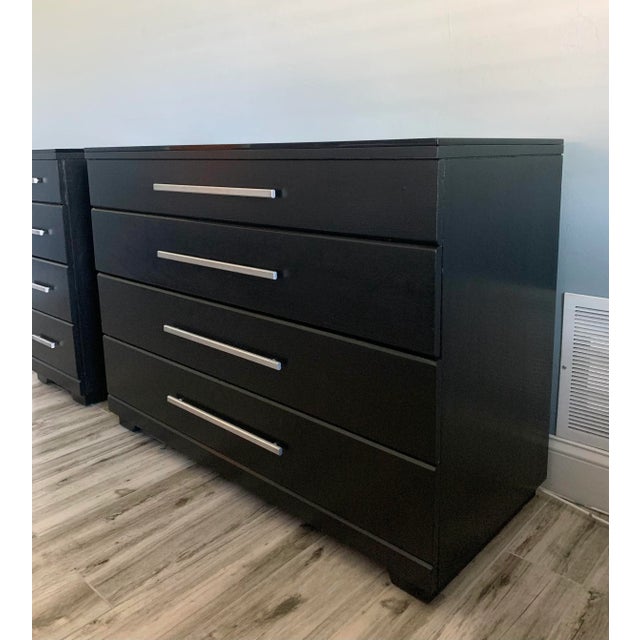 1950s 1950s Raymond Loewy for Mengel Chest of Drawers and Nightstand Set of 2 in Black With Glass Tops For Sale - Image 5 of 11