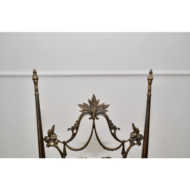 1950s Set of Hollywood Regency Style Brass & Velvet Chiavarine Side Chairs For Sale - Image 5 of 8