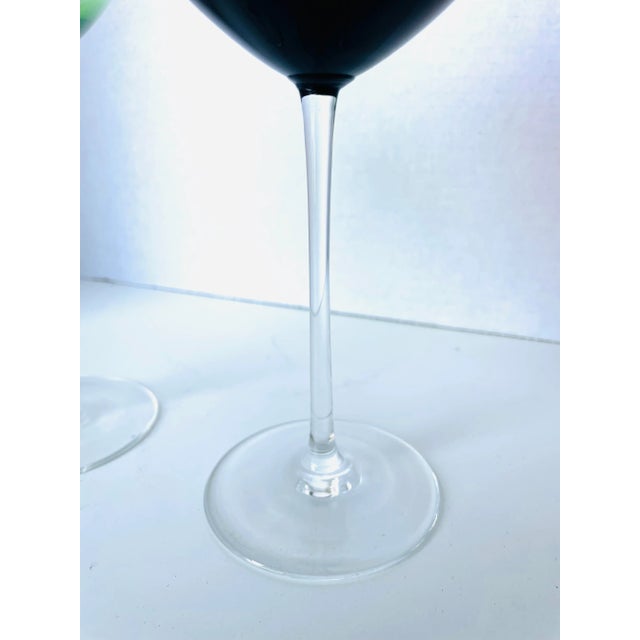 1990s Contemporary Lenox Holiday Gems Green & Amethyst Wine Glasses Set of 2 For Sale - Image 5 of 6