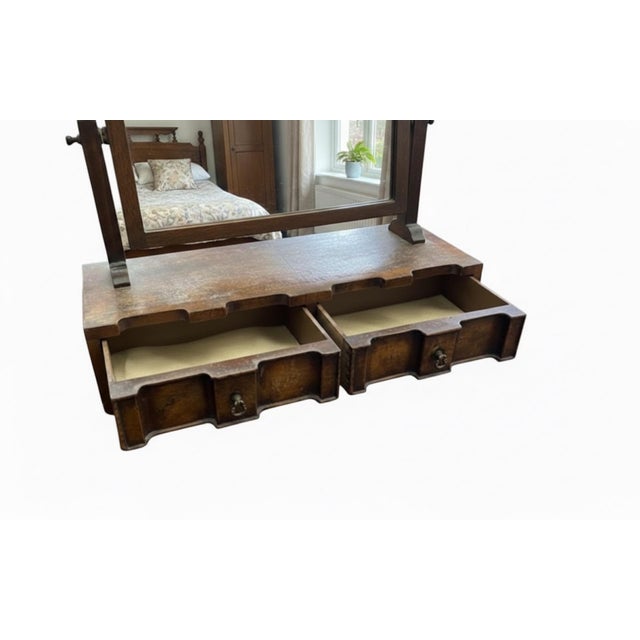 Traditional Early 20th Century Georgian Revival Walnut Dressing Mirror With Drawers For Sale - Image 3 of 8