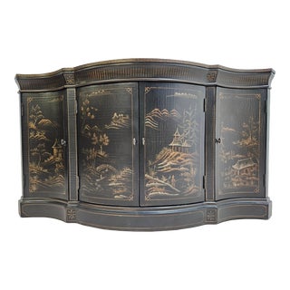 Ethan Allen Vivianne Serpentine Console Sideboard Buffet Chinoiserie Server For Sale