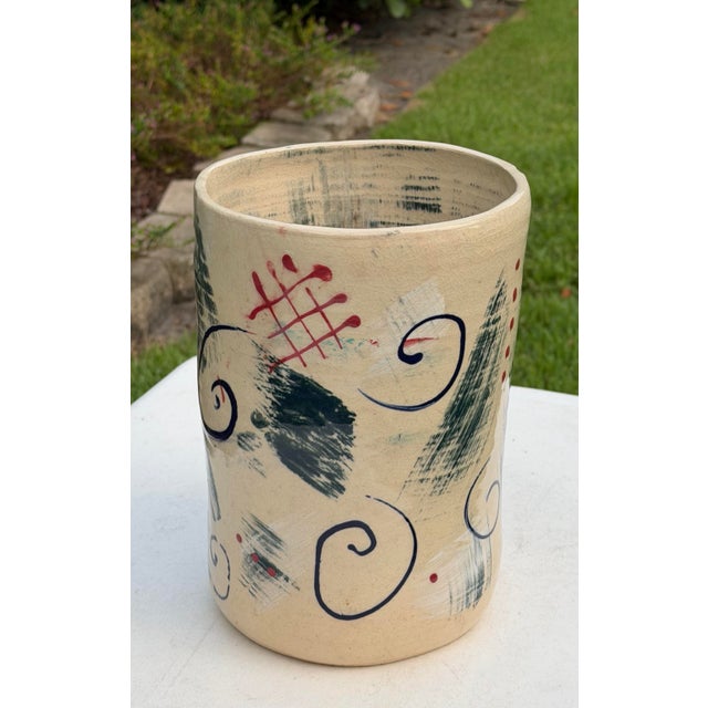 Vintage Postmodern Memphis-Inspired Hand-Painted Studio Pottery Vessel For Sale In Naples, FL - Image 6 of 11