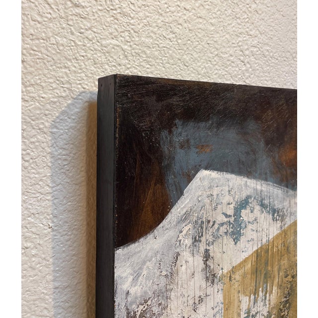 Abstract Untitled by Jennifer Bobola | Mixed Media on Canvas abstract cityscape with geometric shapes For Sale - Image 3 of 5