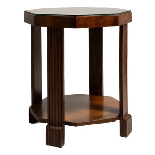 1920s France Art Deco Amber Glass Side Table For Sale