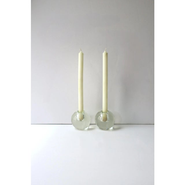 Late 20th Century Glass Sphere Candlesticks Holders, Pair For Sale - Image 5 of 10