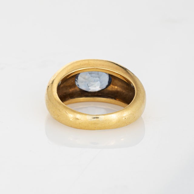 1980s 2.90ct Ceylon No Heat Sapphire Ring Cert 18k Gold Sz 6.25 Wide Band Vintage For Sale - Image 5 of 6
