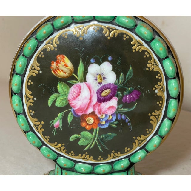 19th Century Antique 19th Century Hand Painted Floral French Gilt Porcelain Bud Moon Vase For Sale - Image 5 of 10