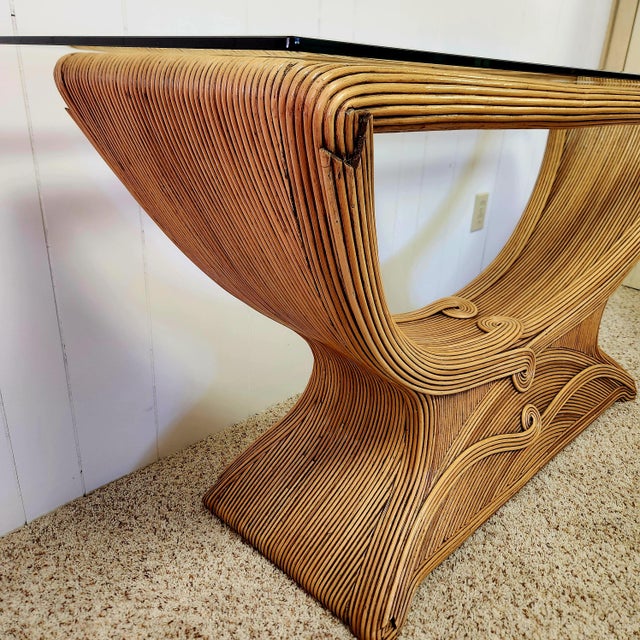 1970s Pencil Reed Console Table Gabriella Crespi Style For Sale - Image 9 of 14