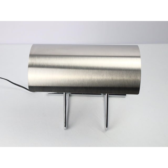 Vintage Stainless Steel Table Lamp in the style of François Monnet, 1970s For Sale - Image 10 of 13