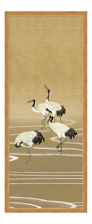 Cranes by Paul Montgomery in Gold Frame, Medium Art Print