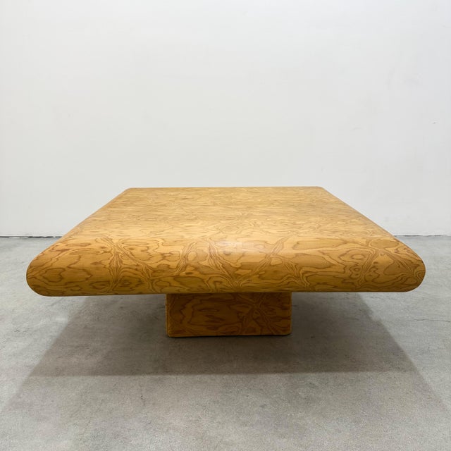 Mid-Century Modern Vintage Postmodern Coffee Table With Bullnose Edge 80s 70s For Sale - Image 3 of 11