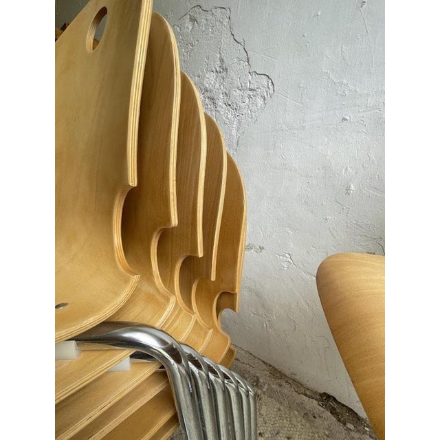 Wood Mid-Century Modern Stacking Chair in Bentwood and Chrome, France, 1980s For Sale - Image 7 of 13