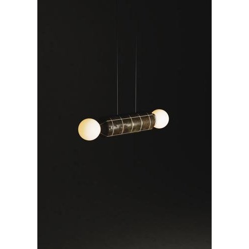 Navazi Medium Horizontal Lamp in Burnished Copper and Frosted Glass by Svitanok For Sale - Image 17 of 18