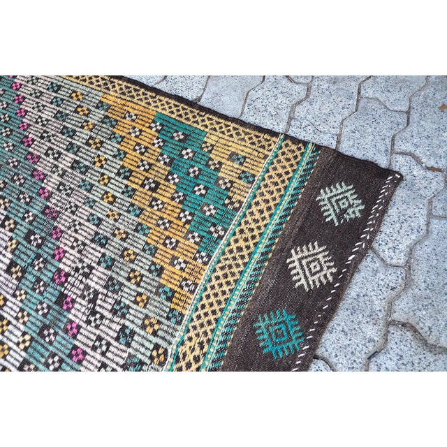 1960s Vintage Handmade Kilim Rug For Sale - Image 9 of 11