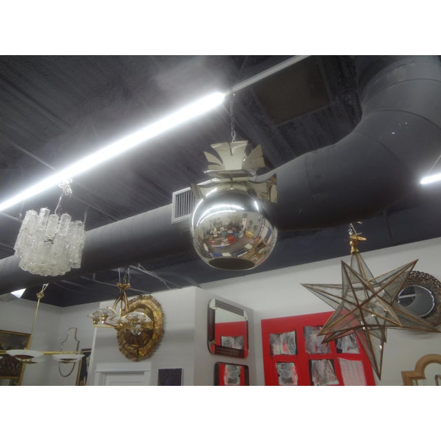 1970s Italian Modern Chrome and Glass Lantern For Sale - Image 9 of 12