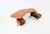 Boomerang-shaped wooden and metal desk. Stamped Tecno. Two modules, one with three drawers and the other with three...