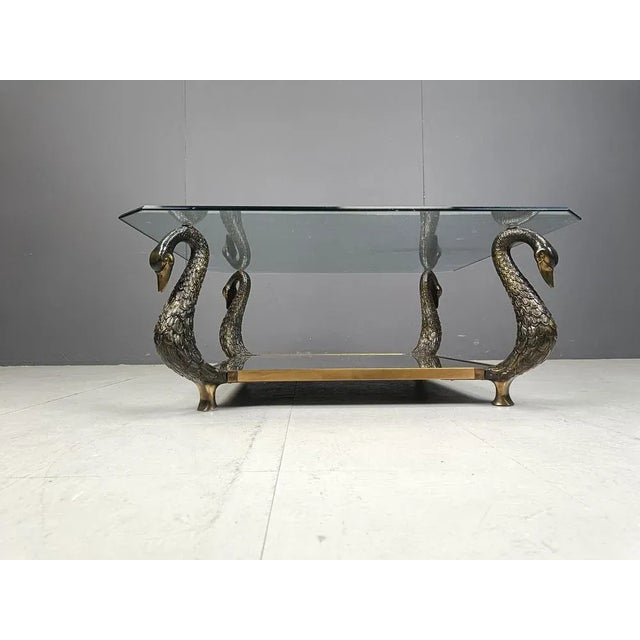 Brass Swan Coffee Table, 1970s For Sale - Image 4 of 10