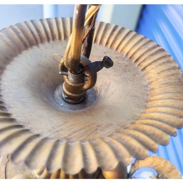 Vintage Hollywood Regency Brass Italian Diamond Cut Glass Elegant Swag 6 Light Chandelier For Sale - Image 10 of 13