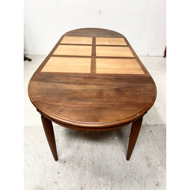 Art Deco Table and Chairs in Walnut, 1930s, Set of 7 For Sale - Image 3 of 18