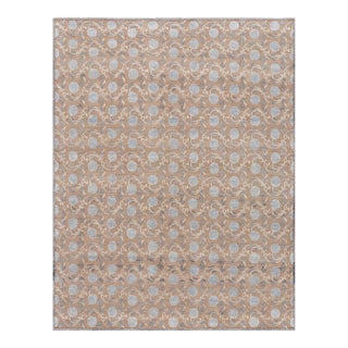 Rug & Kilim’s Oversized Block Print Rug in Brown and Blue with Floral Patterns - 13x19 For Sale