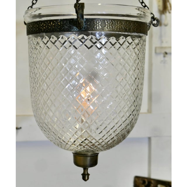 Hand Blown Diamond Cut Crystal Bell Jar Lantern For Sale - Image 4 of 7