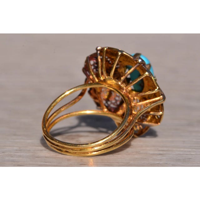 1950s The Corrigin: Antique Filigree Persian Turquoise Ring For Sale - Image 5 of 8