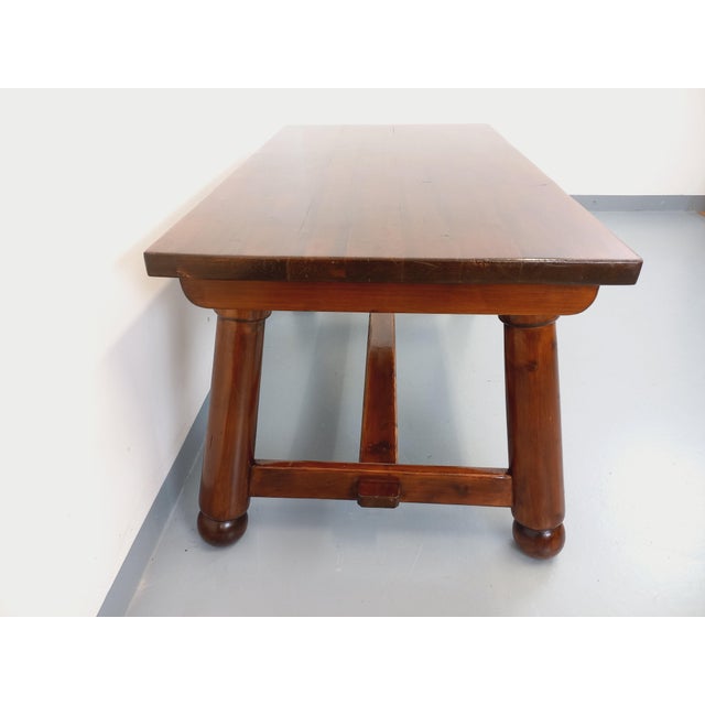 1960s Brutalist Dining Table in Dark Pine Wood by Georges Robert, 1960s For Sale - Image 5 of 18