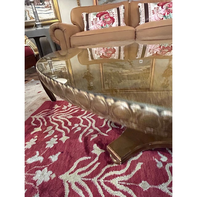 Vintage Reverse Painting on Glass Round Coffee Table For Sale - Image 4 of 13