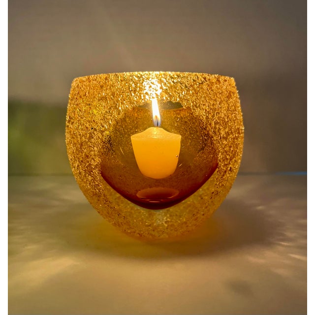 Set of 2 MCM Murano Sommerso Style Votive Candle Holders Geode Sugared Glass For Sale - Image 10 of 10