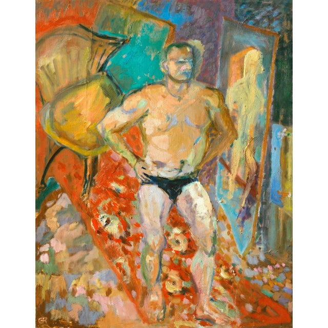 "John With Red Carpet" Oil Painting by Regina Gately For Sale