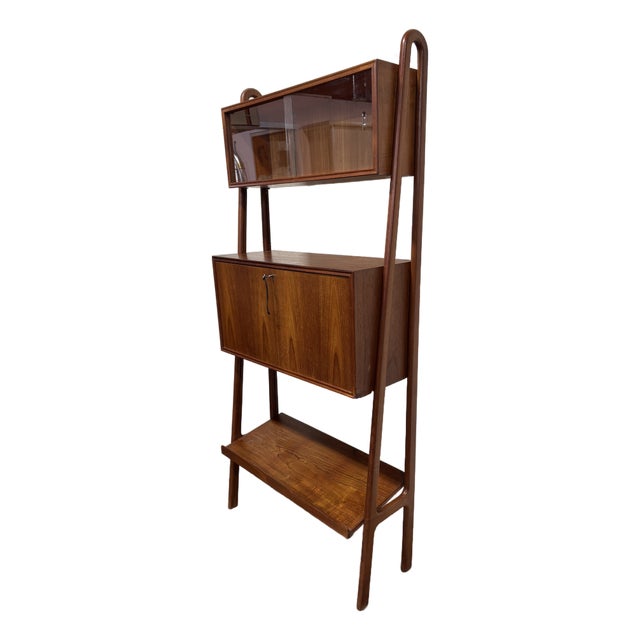 Mid Century Kurt Ostervig Style Teak Secretary Bookcase For Sale