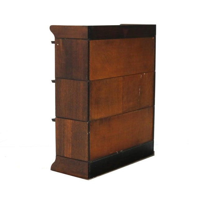 1920s Antique Arts & Crafts Three Stack Oak Barrister Bookcase C1920 For Sale - Image 5 of 8