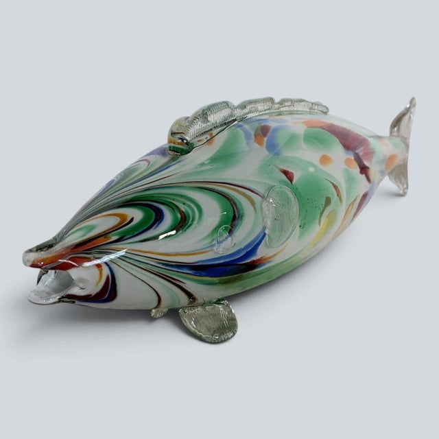 Large Mid-Century Modern Murano Hand-Blown Art Glass Fish Sculpture For Sale - Image 9 of 9