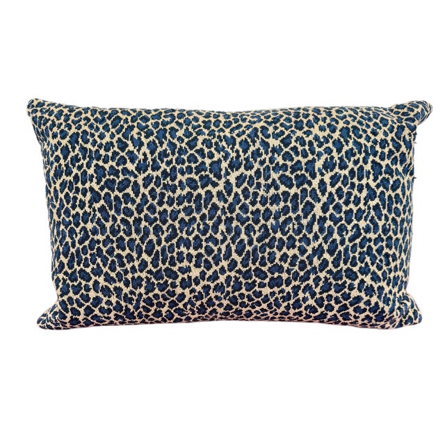 French Custom Lee Jofa Down Throw Pillows, Oscar De La Renta II Collection, Le Leopard Sapphire, Set of 3 For Sale - Image 3 of 5
