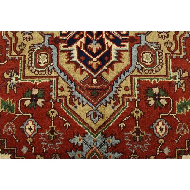 Serapi Rug 4’11” X 8’3” Red Wool Tribal Hand-Knotted Oriental Carpet For Sale - Image 9 of 12