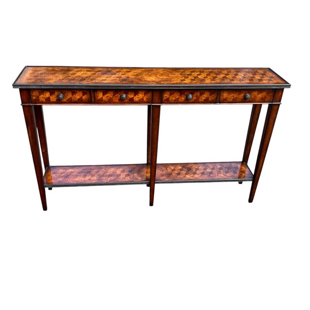 Traditional Late 20th Century Theodore Alexander Parquetry Console / Sofa Table For Sale - Image 3 of 16