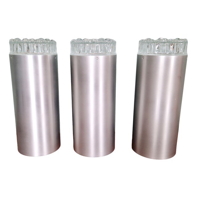 Space Age Ceiling Lights in Brushed Aluminum from Staff Leuchten, 1970, Set of 3 For Sale