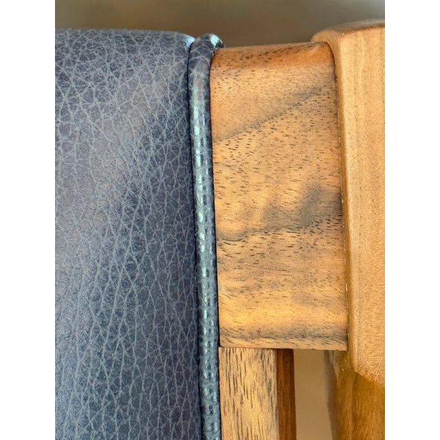 Ritzwell – Pair of Walnut & Charcoal Leather Lounge Chairs For Sale - Image 9 of 11