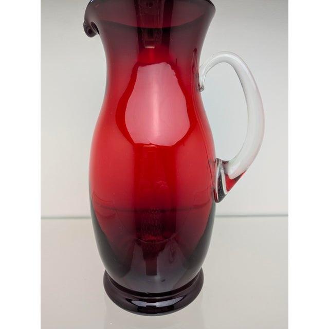 Large Biedermeier Ruby-Red Glass Jug, Bohemia, 1850 For Sale - Image 9 of 10
