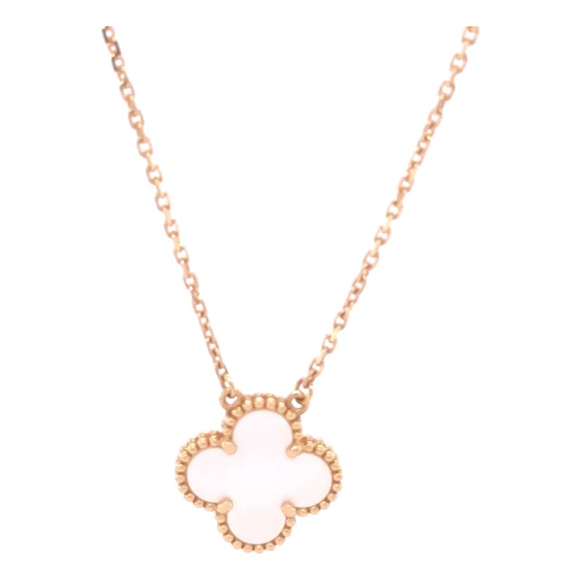 Van Cleef & Arpels 18ct Yellow Gold Vintage Alhambra Mother-of-Pearl Pendant 5.21g For Sale