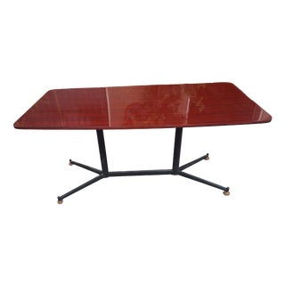 Rectangular Dining Table with Formica Top, Iron Base and Brass Finishes, 1950s For Sale