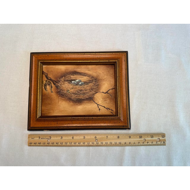 Burnt Umber Impressionist Birds Nest Still Life Framed Original Oil Painting For Sale - Image 8 of 11