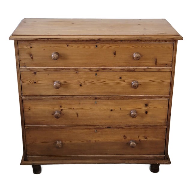 Antique Pine Four Drawers Chest of Drawers From England For Sale